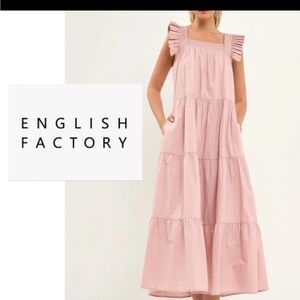 English Factory Blush Tiered Ruffle Dress